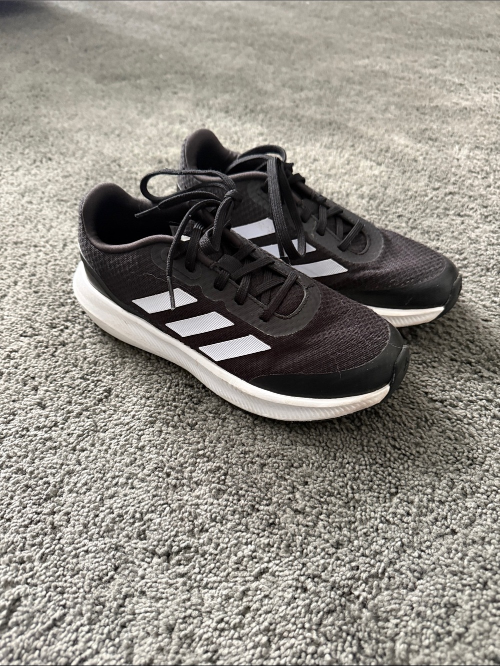 adidas youth kids Black and White Athletic Running Sneakers